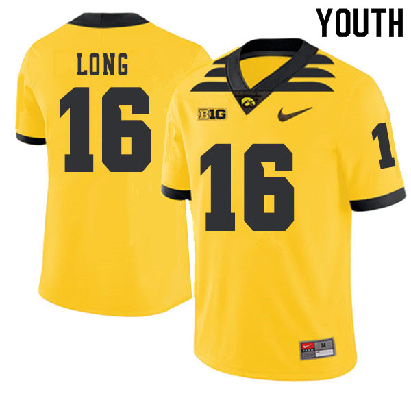 2019 Youth #16 Chuck Long Iowa Hawkeyes College Football Alternate Jerseys Sale-Gold - Click Image to Close